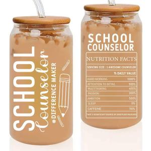 School Counselor Gifts, Counselor Appreciation Gift, School Counselor Week gifts, Counselor Gifts for Women Men, School Counselor Office Must Haves Glass Cup 16 OZ
