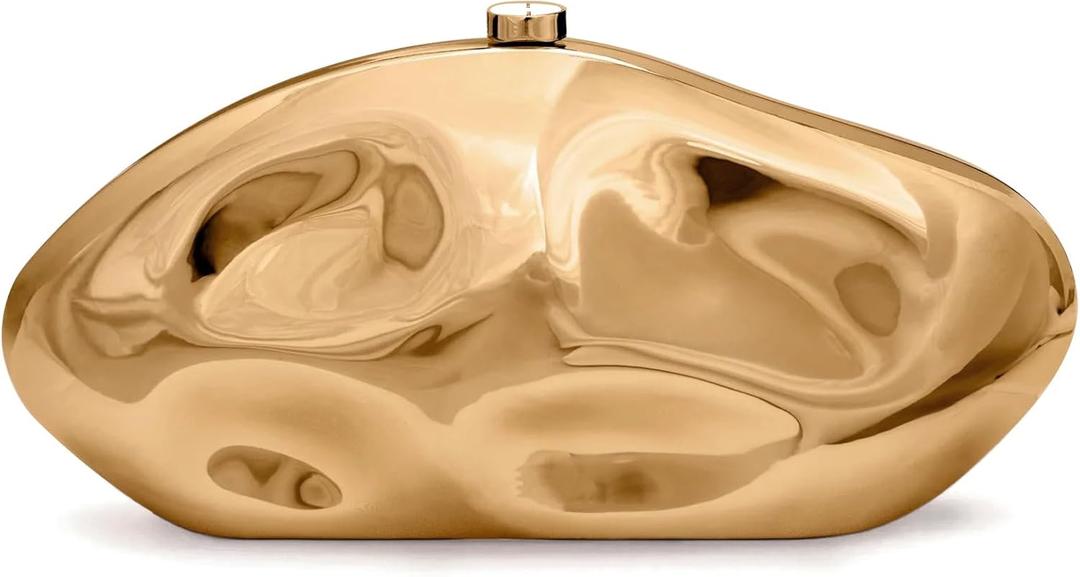 Acrylic Clutch Purse for Women Evening Bag, Irregular Shell Acrylic Purse Box Clutch with Chain for Party Wedding Prom (Champagne Gold)