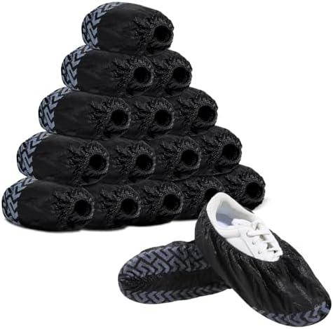 simarro 50 Pack Disposable Nonslip Shoe Covers, Thicker Black Printed Boot Covers, Stretchable, Breathable, Durable Shoe Cover for Home Floors Carpet Indoor, One Size Fits Most