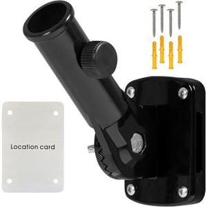 NQ Flag Pole Holder Adjustable, Flag Pole Bracket for Outside House Heavy Duty Aluminum, Multi-Position Flag Pole Mounting Bracket Rust Free with Hardwares, 1" Inner Diameter (Black- 1 Pack)