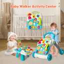 Sit to Stand Baby Walker, Activity Center with Music and Light, Activity Table for Toddlers, Push Toys for Babies Learning to Walk, Early Education Toys for Infant Boys Girls 6 Months Up (Blue)