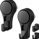3 x VIS'V Shower Suction Cup Hooks, 2 Types of Hooks, Heavy Duty, Removable and Reusable, Black, 2 Pcs