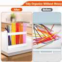 Acrylic Straw Holder for Cabinet Door, Cupboard Reusable Straw Organizer Container, Flexible Removable Drinking Straw Dispenser Storage Box for Kitchen Counter (white)