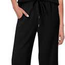 CHICZONE Two Piece Summer Sets for Women Casual Travel Vacation Outfits Wide Leg Crop Pants Lounge Sets (Black, L)