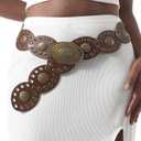 Western Belts for Women, Vintage Leather Belts Boho Waist Belts Concho for Dress Jeans Country Concert Outfit (Brown 2)