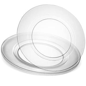 ELEGANT DISPOSABLES 13'' Party Chargers Large Plates & Platters Great for Elegant Party's Weddings Tableware Great for Serving dish Clear, Pack of 6