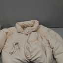 Womens Winter Cropped Puffer Jacket Coat Casual Quilted Baggy Long Sleeve Zip Down Jackets Outerwear (Beige, S)