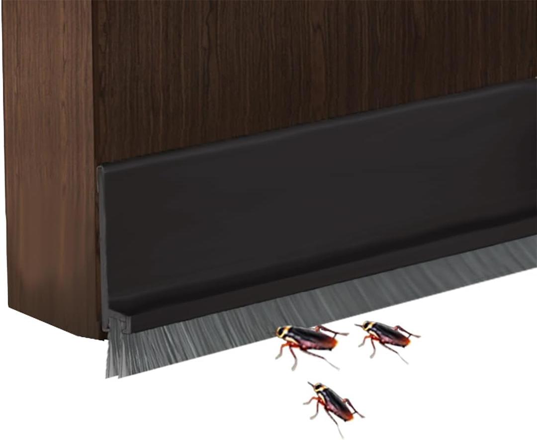 Door Draft Stopper with Brush Reduce Noise, 39" Rubber Door Sweep Breeze Blocker, Adjustable Under Door Draft Stoppers, Soundproofing for Doors, Door Seal - Black