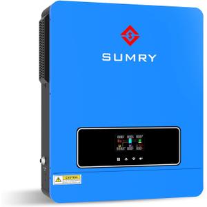 SUMRY Solar Inverter Charger, 3600W DC 24V to AC 110V Hybrid Voltage Converter with 120A MPPT Charge Controller, Pure Sine Wave Power for Battery-Less or AGM Lithium Battery Home Energy System