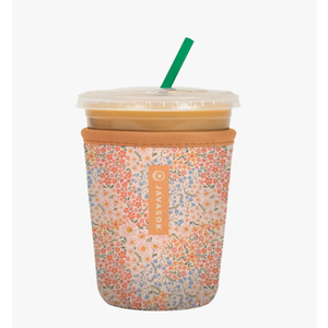 Sok It JavaSok Iced Coffee & Cold Soda Insulated Neoprene Cup Sleeve (Dainty Florals, Medium: 22-28oz)
