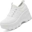 Women's Chunky Platform Wedge Walking Shoes Comfort Orthopedic Fashion Knitted Breathable Sneakers for Ladies, Size: 7.5