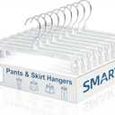 Smartor Skirt Hangers | Pants Hanger with Clips | Space Saving| Durable| Strong Clips| Pant Hanger for Men| White Hangers Clips for Women Shorts, Jeans, Slacks - 10 Pack
