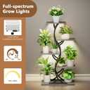 Plant Stand Indoor with Grow Lights - 44" Tall Corner Plant Stands for Indoor Plants, 5 Tiered Metal Plant Shelf, Curved Plant Flower Holder Dispaly Rack for Living Room, Home Patio Balcony (Gray)