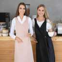 Vintage Apron Dress for Women with Pockets Fashion Cute Art Chef Aprons for Kitchen Cooking Baking Gardening (Black,black)