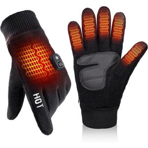 Rechargeable Electric Heated Gloves with Soft Warm Fleece & Display, Anti-Slip Grip, Perfect for Outdoor Work/Skiing/Hunting/Cycling, Christmas