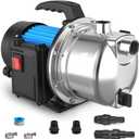 1.5 HP Shallow Well Garden Transfer Pump, 1200 GPH
Stainless Steel Housing, 148-ft Max Head, Booster Jet Pump for Sprinklers, Carry Handle and Thermal Overload Protection