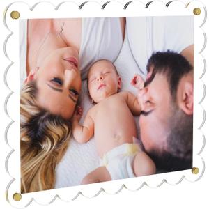 11X14 Acrylic Picture Frame for Wall, Frameless Clear Photo Frame with Scalloped Edge, No Drill Floating Frame for Diploma Certificate Degree Document & Poster/Painting/Artworks Display (1 Pack, Scalloped edge)