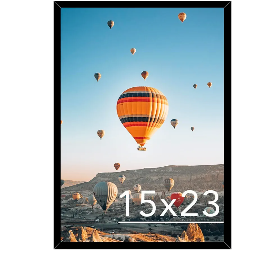 JCJMY 15x23 Picture Frame Black for Photo and Poster, Horizontal and Vertical Formats for Wall Hanging, Wall Gallery Frame for 15 by 23 Photos