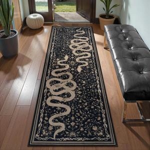 LIVEBOX Washable Runner Rug, 2x6 Runner Rugs for Hallway, Non-Slip Kitchen Runners, Soft Low Pile Non-Shedding Carpet for Kitchen, Hallways, Entryway, Bedroom, Bathroom(Black)