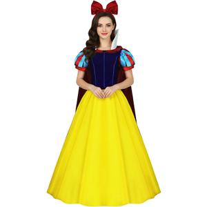 Snow Princess White Costume Women Puff Sleeves Fairytale Dress with Cape Halloween Role Cosplay Outfits for Adult (Medium, Classic Style)