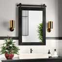 COGOOD Farmhouse Bathroom Mirrors for Over Sink - 30 x 22 Black Barn Door Wood Framed Vanity Mirror for Entryway, Living Room, Bedroom, Dresser Wall Decor