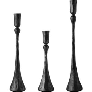 Vintage Cast Iron Black Taper Candle Holders Set of 3 Antique Decorative Candlestick Holder for Wedding Dining Table Party Rustic Home Decor
