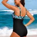 Womens One Piece Swimsuit Tummy Control Push Up Bathing Suits Ruched Full Coverage Slimming Swimwear (M)