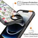 Compatible for iPhone 16E Case Cute - Durable Shockproof 6.6 ft Drop Impact Phone Case - Black Funny Nature Flower Design for iPhone 16 SE 4 6.1"