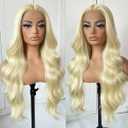 613 Glueless HD Lace Front Wig Pre Plucked Blonde Transparent Lace Frontal Wig Synthetic Long Body Wave Lace Front Wig With Natural Hairline (13x4.5x1 T Part)