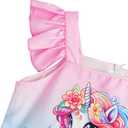 LQSZ Girls Dress Ruffled Sleeves Easter Summer Cartoon Princess Valentine Casual Style Dresses for Toddler Kids 2-12 Years (6-7 Years, A-unicorn-short)