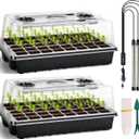 Seed Starter Tray Kit with Grow Lights, 2 Pack 80 Cells Seed Trays with Humidity Dome, Mini Greenhouse for Seeds Growing Starting Sprouting Germination