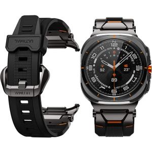 ULTIMAL Watch Band for Samsung Galaxy Watch Ultra 47mm (2025/2024) Compatible with Samsung Watch Strap Bands for Men Sport Bands for Watch Rugged Premium TPU & Metal (Black+Black)