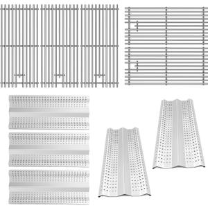 5Packs 7mm Round Cooking Grid Grates with 5Packs Stainless Steel Flame Tamer Heat Plates Replacement Parts for Blaze BLZ-3 BLZ-4 BLZ-5,3, 4, 5 Burner Blaze Grill Models