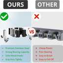 ZONGOOL 2 Pack Mop Broom Holder Wall Mount, 4 Racks and 5 Hooks Broom Organizer Storage Tool Racks Stainless Steel Non-slip Wall Hanger for Home Kitchen Garden Laundry Garage (Silver)