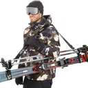Sklon Ski Strap and Pole Carrier | Avoid the Struggle and Effortlessly Transport Your Ski Gear Everywhere You Go | Features Cushioned Shoulder Sling | Great for Families - Men, Women and Kids - Black