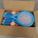 12 Pcs Plastic Kids Tennis Racket Set with 6 Pcs Tennis Balls and 6 Shuttlecocks Training Balls Badminton Paddle Racket Toy for Children Toddler Outdoor Indoor Beach Sports Gifts