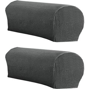 LINGXIYA Soft Stretch Plush Armrest Cover, Armrest Covers for Chairs/Sofas, Couch Arm Covers, Furniture Protector Armchair Slipcover for Recliner, Set of 2(NOT Suitable for Leather Sofas) (Dark Grey)