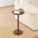 AWASEN Small Side Table, Round Drink Table for Small Spaces, Round Accent End Table Living Room, Nightstand for Bedroom, Corners, Office, Walnut Brown