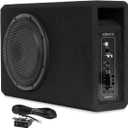 NVX QB10SPA 10" 1200W (350W RMS) Shallow Slot Ported Powered Subwoofer Enclosure  Built-in Amplifier, Metal Grille, Remote Bass Knob, Easy to Install in Cars & Trucks