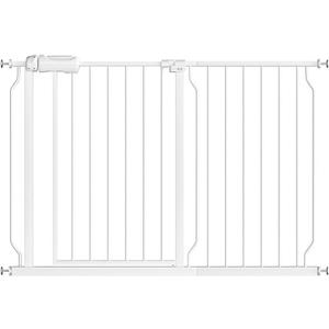 Fairy Baby 43.5-48 Inch Wide Easy Step Safety Gates for Doorways, Extra Wide Pet Gate for Dogs Puppy, Pressure Mounted No Drill Auto Close Baby Gates, Adjustable Metal, White