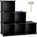C&AHOME Cube Storage Organizer, 6-Cube Shelves Units, Closet Cabinet, DIY Plastic Modular Book Shelf, Ideal for Bedroom, Living Room, Office, 36.6" L x 12.4" W x 36.6" H Black SBTM3506A