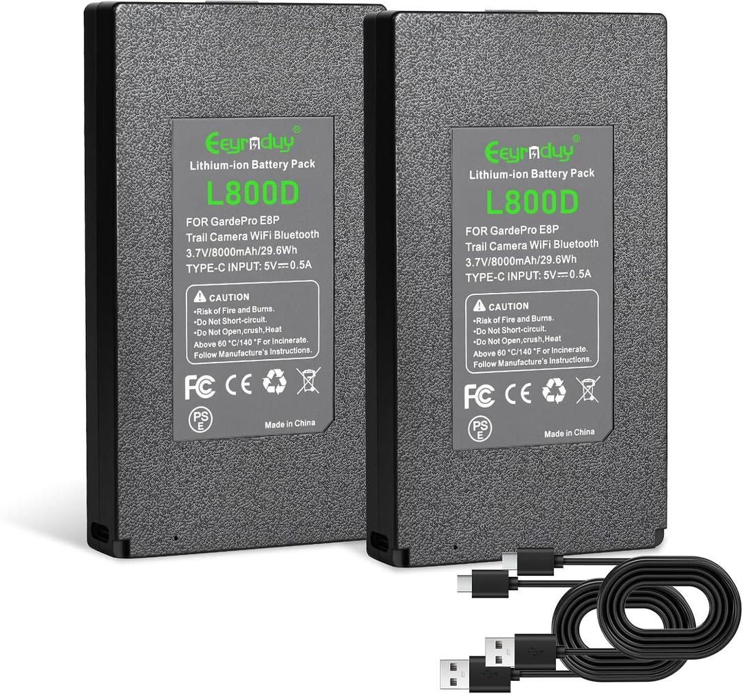 2 Pack Upgraded E8P Battery Pack for GardePro Trail Camera,8000mAh Rechargeable Lithium Battery for GardePro Trail E6P, E6PCF, E6PMB, E8PWF, E8PMB, X60P, X60PMB (E8P)
