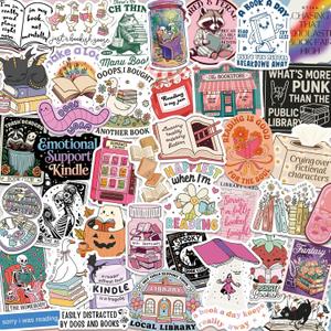 300 PCS Book Stickers for Kindle, Bookish Sticker Pack Reading Glitter Waterproof Vinyl Decals for Laptop, Ebook Readers, Water Bottles, Phone, Journal, Scrapbook, No Repeats (Holographic)