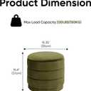 15.4" Round Velvet Storage Ottoman with Reversible Lid, Upholstered Circular Ottoman Footrest with Hidden Storage, Foldable Padded Footstool for Dorm Living Room & Bedroom, Olive Green