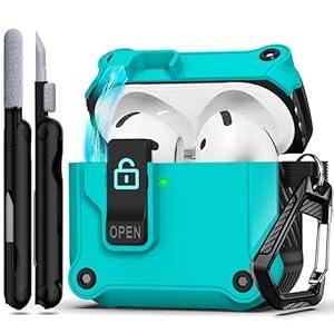 RFUNGUANGO for AirPods 4th Generation Case, Compatible with AirPods 4th Generation Case (2024), Strong Drop Protection, Auto-Open Series, Teal