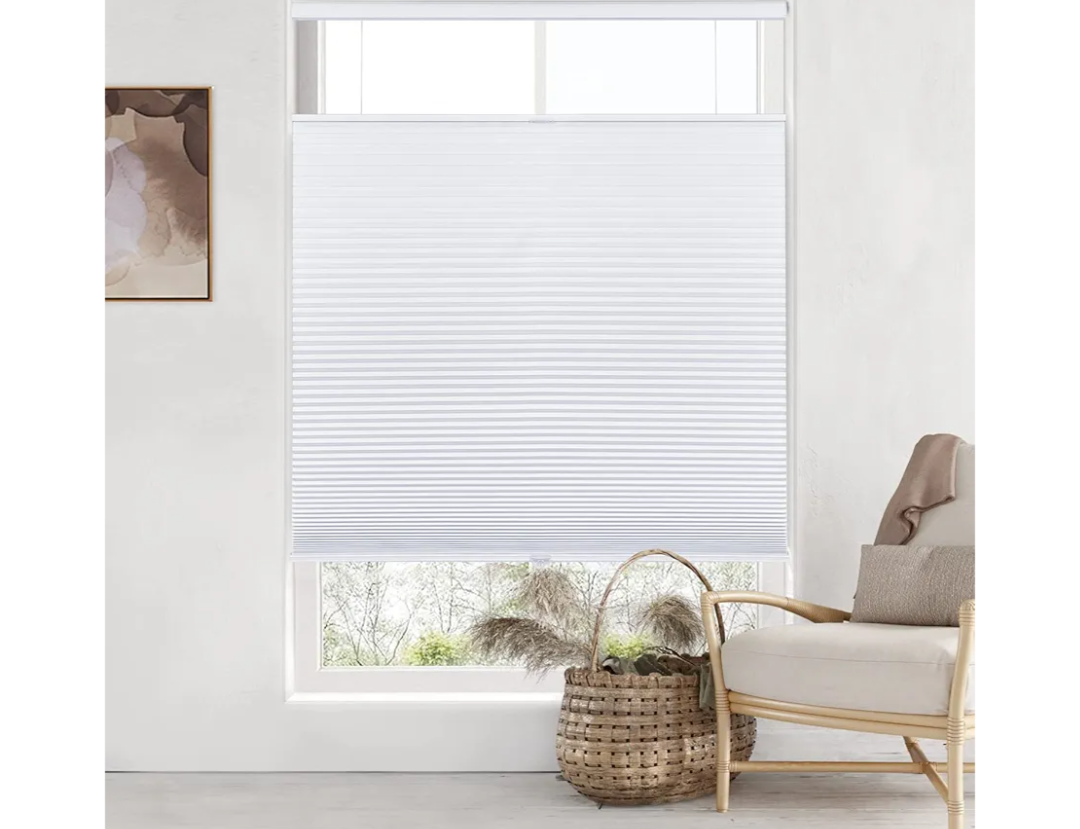 LazBlinds Top Down Bottom Up (TDBU) Cordless Cellular Shades, Blackout Light Blocking Honeycomb Shades Thermal Insulation Noise Reduction Blinds for Windows, 33" W x 72" H, White