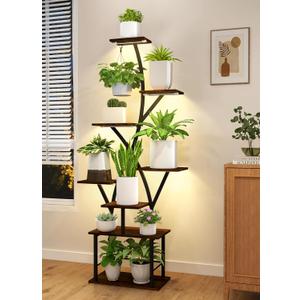 Plant Stand Indoor with Grow Lights 8 Tiered Plant Shelf Indoor 64" Tall Plant Stand for Indoor Plants Multiple Metal Corner Plant Holder Large Plant Rack Display Shelves for Living Room Patio