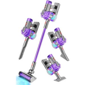 4-in-1 Toy Kids Vacuum That Works with Suction, Electric Toy Toddler Vacuum Cleaner for Children Ages 3 4 5 6+ Boys & Girls,Toddlers Toys Cleaning Set for Pretend Play (Purple)