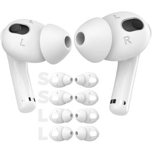 AhaStyle 4 Pairs AirPods 3 Ear Tips Silicone Earbuds Cover [Not Fit in The Charging Case] Compatible with Apple AirPods 3 2021 (2 Pair Large + 2 Pairs Small, White)