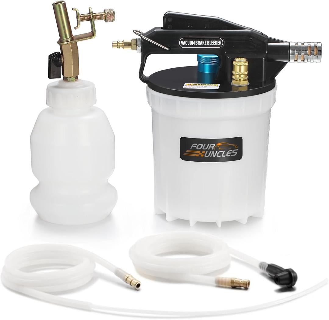 FOUR UNCLES 2L Brake Bleeder Vacuum Pump Kit - Pneumatic Brake Fluid Extractor with 1L Refilling Bottle for Automotive Bleeding, One-Person Operation